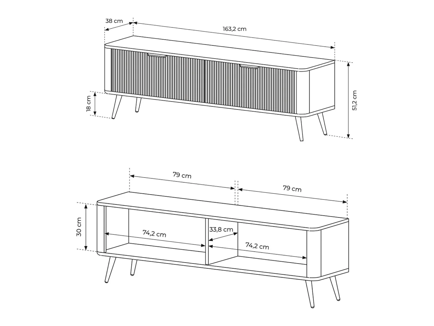 Móvel De Tv* Armário de TV: , 163,2 x 38 x 51,2 cm Branco
