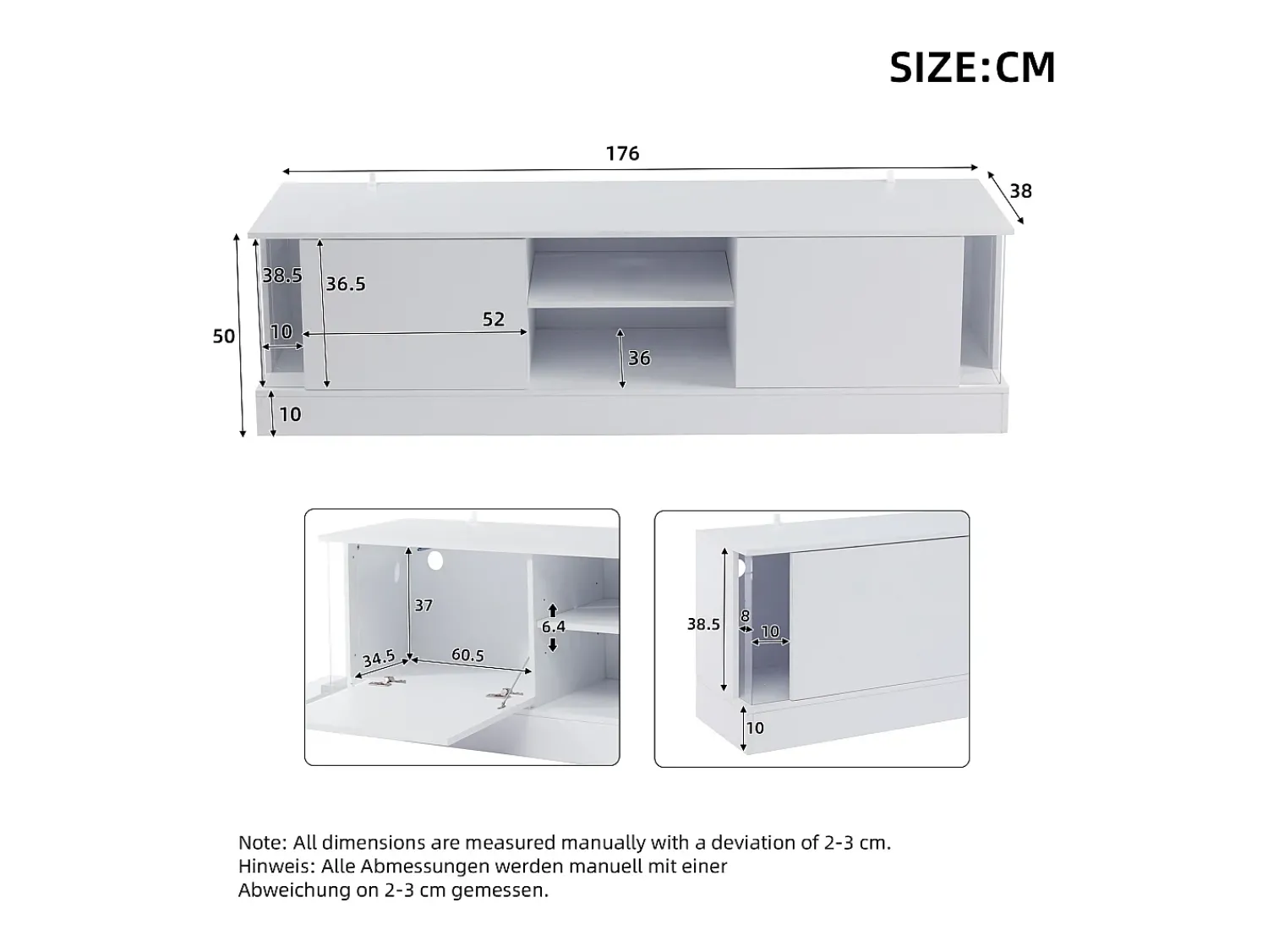 Armário de TV, brilhante, com iluminação LED, para até 70 polegadas, de pé no chão^ Móvel De Tv