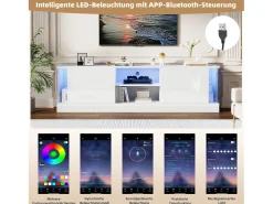 Armário de TV, brilhante, com iluminação LED, para até 70 polegadas, de pé no chão^ Móvel De Tv