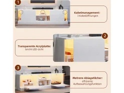 Armário de TV, brilhante, com iluminação LED, para até 70 polegadas, de pé no chão^ Móvel De Tv