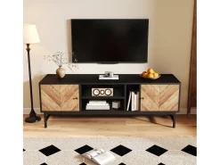 Armário de TV 150cm, Design -Madeira, amplo espaço de armazenamento, moderno e minimalista^ Móvel De Tv