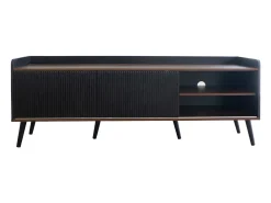 Outlet Armário de TV com 2 gavetas, Lowboard H58xL160xP40 cm, & Madeira natural Preto