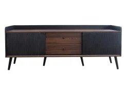 Outlet Armário de TV com 2 gavetas, Lowboard H58xL160xP40 cm, & Madeira natural Preto