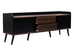 Outlet Armário de TV com 2 gavetas, Lowboard H58xL160xP40 cm, & Madeira natural Preto