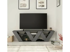 Móvel De Tv|Dmora Armário de TV Dbara, Aparador de sala, Armário de TV baixo, Base de parede equipada, 158x30h40 cm, Antracite Preto