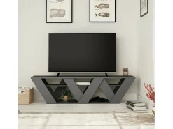 Móvel De Tv|Dmora Armário de TV Dbara, Aparador de sala, Armário de TV baixo, Base de parede equipada, 158x30h40 cm, Antracite Preto
