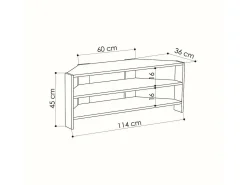 Móvel De Tv*Dmora Armário de TV Dbarb, Aparador de sala, Armário de TV baixo, Base de parede equipada, 114x36h45 cm, Carvalho Castanho
