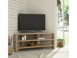 Móvel De Tv*Dmora Armário de TV Dbarb, Aparador de sala, Armário de TV baixo, Base de parede equipada, 114x36h45 cm, Carvalho Castanho