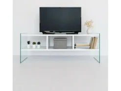 Móvel De Tv|Dmora Armário de TV Dbennace, Aparador de sala, Armário de TV baixo, Base de parede equipada, 120x35h45 cm, Branco