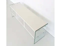 Móvel De Tv|Dmora Armário de TV Dbennace, Aparador de sala, Armário de TV baixo, Base de parede equipada, 120x35h45 cm, Branco