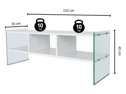 Móvel De Tv|Dmora Armário de TV Dbennace, Aparador de sala, Armário de TV baixo, Base de parede equipada, 120x35h45 cm, Branco