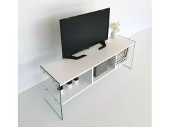 Móvel De Tv|Dmora Armário de TV Dbennace, Aparador de sala, Armário de TV baixo, Base de parede equipada, 120x35h45 cm, Branco