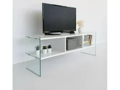 Móvel De Tv|Dmora Armário de TV Dbennace, Aparador de sala, Armário de TV baixo, Base de parede equipada, 120x35h45 cm, Branco
