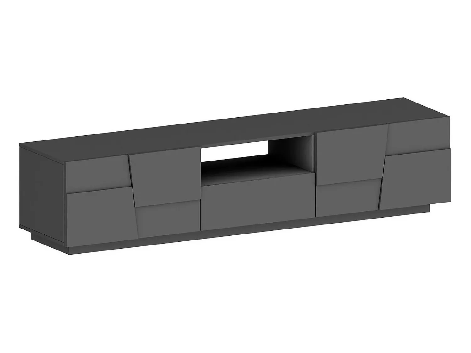 Móvel De Tv*Dmora Armário de TV Dcortinovi, Aparador de sala baixa com 4 portas e 1 gaveta, Base de suporte de TV, 220x44h46 cm, Antracite Preto