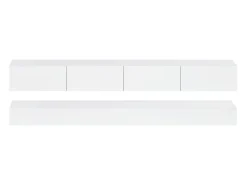 Móvel De Tv| Armário de TV de parede 130x33x15cm, 2 armários e 4 gavetas, LED de 16 cores, para até 55 polegadas Branco