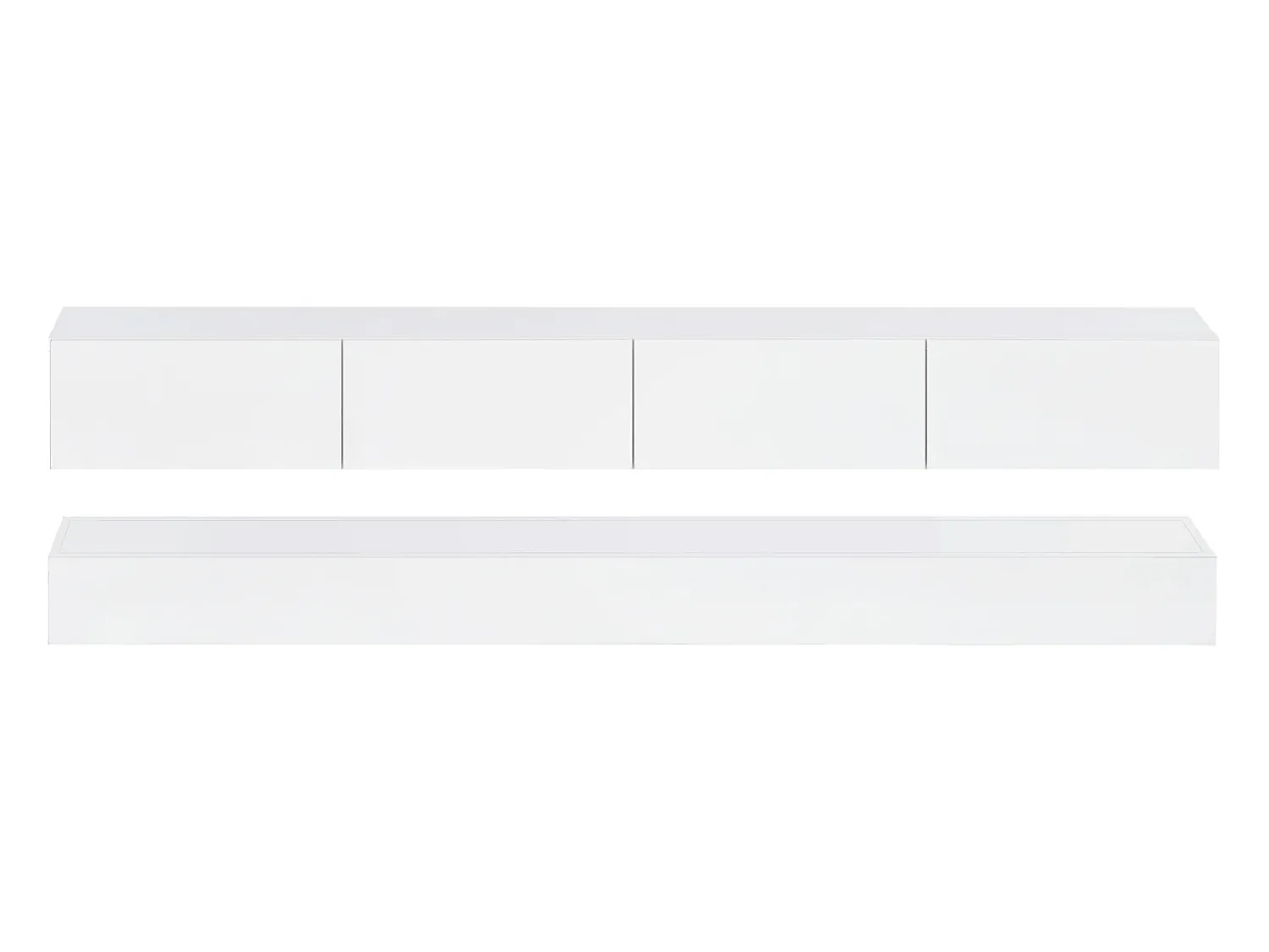 Móvel De Tv| Armário de TV de parede 130x33x15cm, 2 armários e 4 gavetas, LED de 16 cores, para até 55 polegadas Branco
