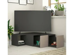 Móvel De Tv|Dmora Armário de TV Dfallett, Aparador de sala, Armário de TV baixo, Base de parede equipada, 90x92h32 cm, Antracite e Bege Preto