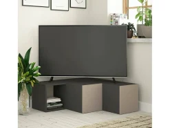 Móvel De Tv|Dmora Armário de TV Dfallett, Aparador de sala, Armário de TV baixo, Base de parede equipada, 90x92h32 cm, Antracite e Bege Preto