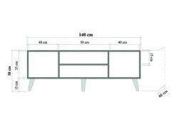 Móvel De Tv*Dmora Armário de TV Dfantacc, Aparador de sala, Armário de TV baixo, Base de parede equipada, 140x40h50 cm, Carvalho Castanho