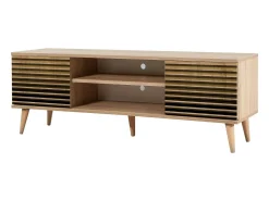 Móvel De Tv*Dmora Armário de TV Dfantacc, Aparador de sala, Armário de TV baixo, Base de parede equipada, 140x40h50 cm, Carvalho Castanho