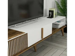 Móvel De Tv|Dmora Armário de TV Dfirican, Aparador de sala, Armário de TV baixo, Base de parede equipada, 180x35h40 cm, Nogueira e Branco Castanho