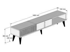 Móvel De Tv*Dmora Armário de TV Dfirican, Aparador de sala, Armário de TV baixo, Base de parede equipada, 180x35h40 cm, Nogueira e Branco Castanho