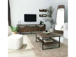 Móvel De Tv|Dmora Armário de TV Dflabore, CrEdência de sala de estar, Armário baixo para TV, Base de parede equipada, 170x30h40 cm, Noz Castanho