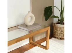 Outlet Dmora Armário de TV Dfrattes, Aparador de sala, Armário de TV baixo, Base de parede equipada, 130x40h40 cm, Carvalho Castanho