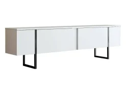Móvel De Tv*Dmora Armário de TV Dgridell, Aparador de sala, Armário de TV baixo, Base de parede equipada, 180x30h50 cm, Preto e Branco