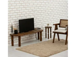 Móvel De Tv|Dmora Armário de TV Dgrimald, Aparador de sala, Armário de TV baixo, Base de parede equipada, 140x35h40 cm, Noz Castanho