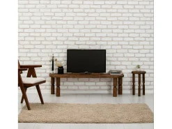 Móvel De Tv|Dmora Armário de TV Dgrimald, Aparador de sala, Armário de TV baixo, Base de parede equipada, 140x35h40 cm, Noz Castanho