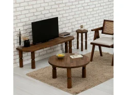Móvel De Tv|Dmora Armário de TV Dgrimald, Aparador de sala, Armário de TV baixo, Base de parede equipada, 140x35h40 cm, Noz Castanho