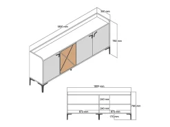 Dmora Armário de TV Dilici, Aparador de sala, Armário de TV baixo, Base de parede equipada, 180x35 h78 cm, Nogueira e mármore branco^ Móvel De Tv