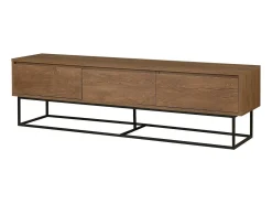 Dmora Armário de TV Dlapadul, Aparador de sala, Armário baSso para TV, Base de parede equipada, 180x40h50 cm, Noz e Preto^ Móvel De Tv