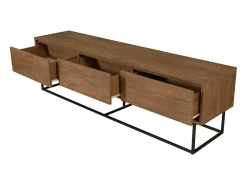 Dmora Armário de TV Dlapadul, Aparador de sala, Armário baSso para TV, Base de parede equipada, 180x40h50 cm, Noz e Preto^ Móvel De Tv