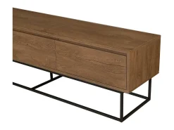 Dmora Armário de TV Dlapadul, Aparador de sala, Armário baSso para TV, Base de parede equipada, 180x40h50 cm, Noz e Preto^ Móvel De Tv