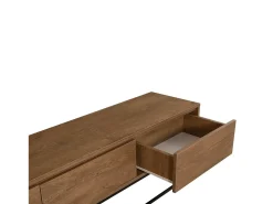Dmora Armário de TV Dlapadul, Aparador de sala, Armário baSso para TV, Base de parede equipada, 180x40h50 cm, Noz e Preto^ Móvel De Tv