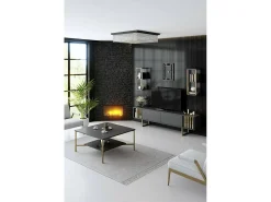 Móvel De Tv|Dmora Armário de TV Dliveran, Aparador de sala, Armário de TV baixo, Base de parede equipada, 180x30h48 cm, Antracite e Preto