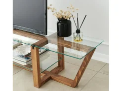 Dmora Armário de TV Dmatturr, Aparador de sala, Armário de TV baixo, Base de parede equipada, 158x35h35 cm, Nogueira^ Móvel De Tv