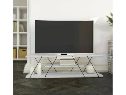 Dmora Armário de TV Dmustaph, Aparador de sala, Armário de TV baixo, Base de parede equipada, 120x30h33 cm, Preto e^ Móvel De Tv