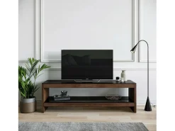 Hot Dmora Armário de TV Dpaciocc, Aparador de sala, Armário de TV baixo, Base de parede equipada, 140x40h45 cm, Nogueira Castanho