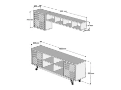 Dmora Armário de TV Dpandolf, Aparador de sala, Armário de TV baixo, Base de parede equipada, 160x35h56 cm, Nogueira e Branco^ Móvel De Tv
