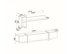 Dmora Armário de TV Dpascutt, Aparador de sala, Armário de TV baixo, Base de parede equipada, 180x32h45 cm, e Dourado^ Móvel De Tv