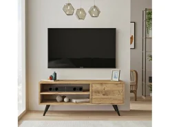 Móvel De Tv*Dmora Armário de TV Dpavar, Aparador de sala, Armário de TV baixo, Base de parede equipada, 110x40h44 cm, Carvalho Castanho