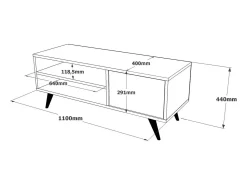 Móvel De Tv*Dmora Armário de TV Dpavar, Aparador de sala, Armário de TV baixo, Base de parede equipada, 110x40h44 cm, Carvalho Castanho