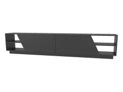 Móvel De Tv*Dmora Armário de TV Dpazienz, Aparador de sala, Armário de TV baixo, Base parEte equipado, 240x37h47 cm, Antracite Preto