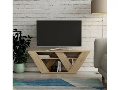 Hot Dmora Armário de TV Dpellegr, Aparador de sala, Armário de TV baixo, Base de parede equipada, 110x30h40 cm, Carvalho Castanho