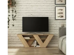 Hot Dmora Armário de TV Dpellegr, Aparador de sala, Armário de TV baixo, Base de parede equipada, 110x30h40 cm, Carvalho Castanho