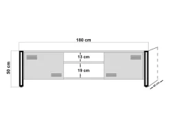 Móvel De Tv|Dmora Armário de TV Dperott,Aparador de sala, Armário de TV baixo, Base de parede equipada, 180x45h50 cm, Carvalho e Preto Castanho