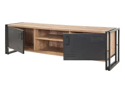 Móvel De Tv|Dmora Armário de TV Dperott,Aparador de sala, Armário de TV baixo, Base de parede equipada, 180x45h50 cm, Carvalho e Preto Castanho